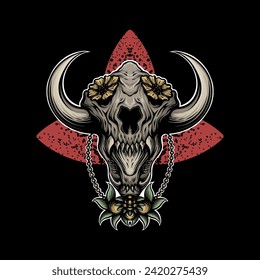 bone animal with flowers vector illustration