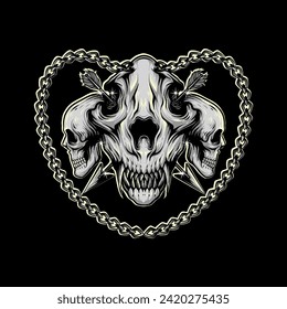 bone with arrow skull vector illustration