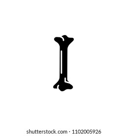 Bone black icon concept. Bone flat  vector symbol, sign, illustration.