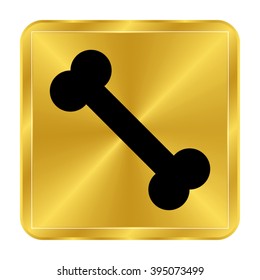 Bone - black vector icon;  gold button