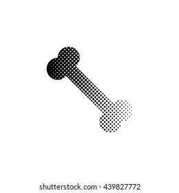 Bone - black vector icon ; halftone illustration