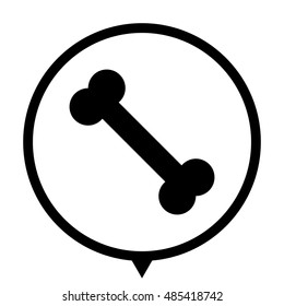 Bone - black vector  icon; map pointer