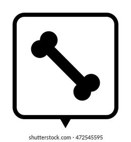 Bone - black vector icon;  message bubble