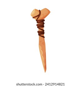 Bone Bludgeon as Ancient Tool with Shaft Vector Illustration