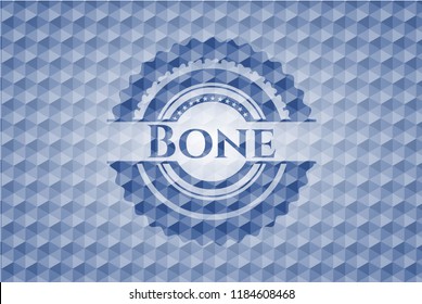 Bone blue emblem or badge with abstract geometric pattern background.