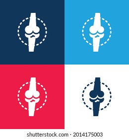 Conjunto de iconos mínimo de cuatro colores azul y rojo óseo