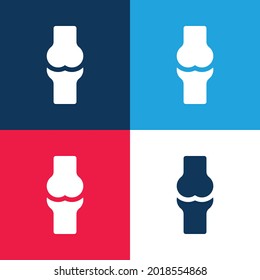 Conjunto de iconos mínimo de cuatro colores azul y rojo óseo