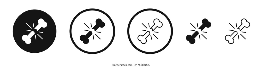 Bone break flat liner icon set.
