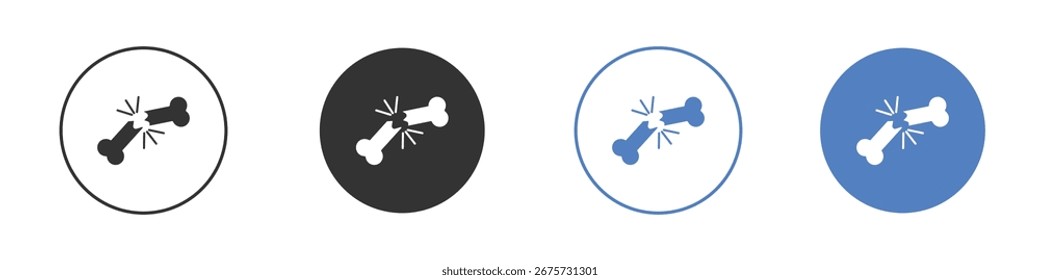 Bone break icon collection for app in black and blue colors