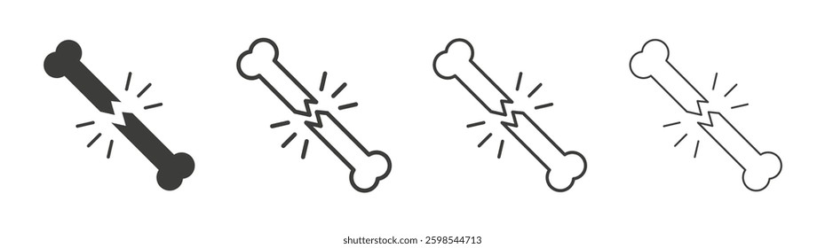 Bone break line icon vector illustration set.