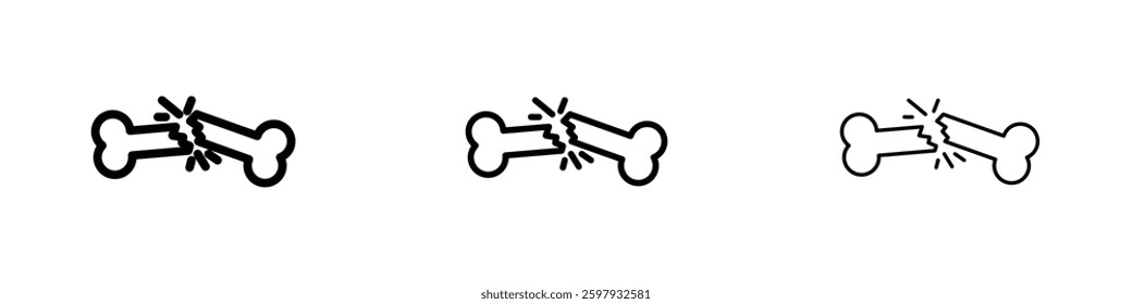 Bone break thin line vector icon set.