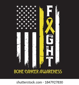 Bone Cancer Awareness USA Flag  T Shirt Design vector