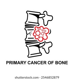 Bone cancer icon. Primary cancer of bone isolated on background vector illustration.