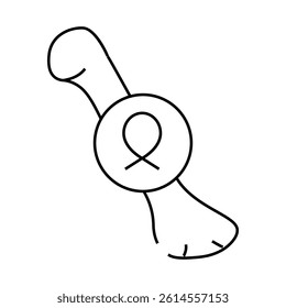 bone cancer line icon vector. bone cancer sign. isolated contour symbol black illustration