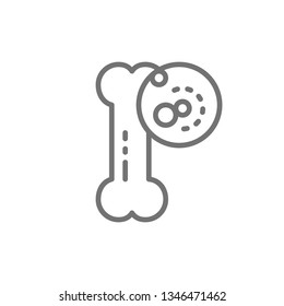 Bone cancer, sarcoma, malignant tumor, oncology line icon.