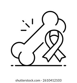 Bone Cancer vector outline icon. EPS 10 file