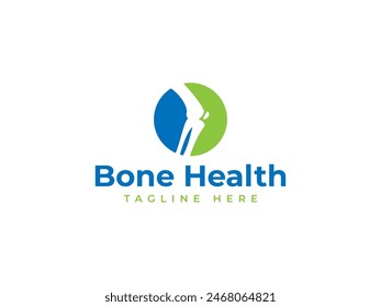 Ilustración vectorial con logotipo de cuidado óseo. Plantilla con logotipo de hueso de rodilla