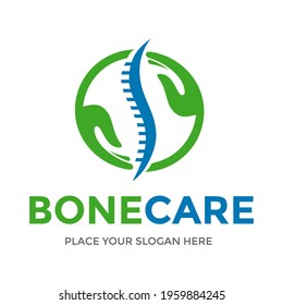 Bone care vector logo template. This design use chiropractice and caring hands symbol. Suitable for medical.