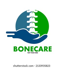 Bone care vector logo template. This design use circular hands chiropractice symbol. Suitable for medical.
