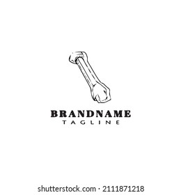 logotipo de dibujos animados de hueso plantilla de icono de dibujos animados negro ilustración vectorial aislada