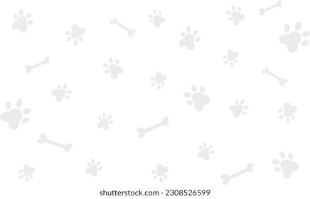 Bone And Cat Or Dog Paw Pattern Background. Wallpaper. Vector Illustration