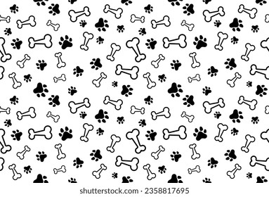 Fondo Del Patrón De Papas De Hueso Y Gato O Perro. Fondo de escritorio. Ilustración vectorial