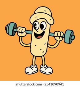 Knochenfigur Cartoon Maskottchen tun Hantel, Bewegung, Fitness, Knochengymnastik, Gesundheit, Cartoon 