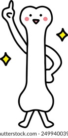 Bone character smiling and pointing his index finger