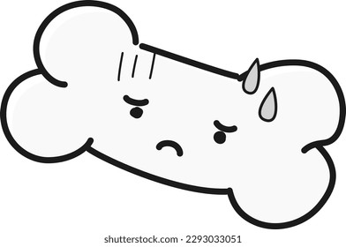 Bone character with a troubled expression (black and white)