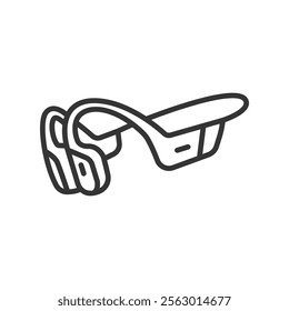 Bone condition headphones, icon in line design. Open ear headphones, sound transmission, bone audio technology, on white background vector. Bone condition headphones editable stroke icon