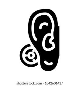 bone conduction hearing aid glyph icon vector. bone conduction hearing aid sign. isolated contour symbol black illustration svg