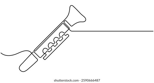  bone continuous line drawing Recorders instrument vector illustration minimalist design single line art, flute drawing continuous one line drawing, Black and white vector illustration of children's.