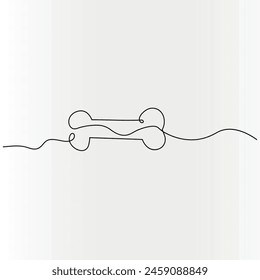 Bone  continuous one line drawing of outline vector illustration
