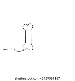 Bone  continuous one line drawing of outline vector illustration
