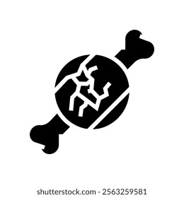 bone crack fracture injury glyph icon vector. bone crack fracture injury sign. isolated symbol illustration