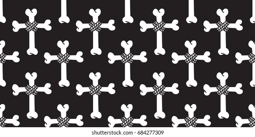 Bone cross Christ cross seamless pattern Halloween vector wallpaper background