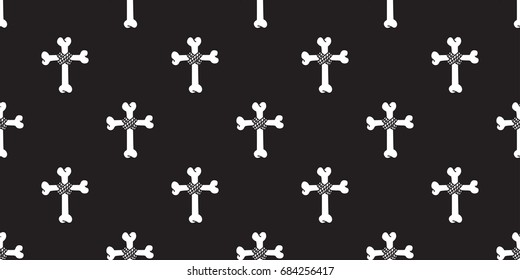 Bone cross icon Christ cross Halloween seamless pattern wallpaper background
