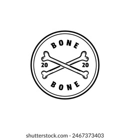 bone crossed logo design vintage retro label circle