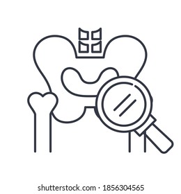 Bone densitometry icon, linear isolated illustration, thin line vector, web design sign, outline concept symbol with editable stroke on white background.