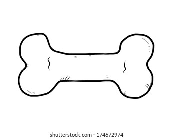 Bone For Dog / Cartoon Vector And Illustration, Black And White, Hand Drawn, Sketch Style, Isolated On White Background.