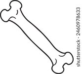 Bone for dog continuous one line. Hand drawn black icon symbol pet isolated on white background. Hands drawing bones shape. Puppy food. Silhouette canine feed for design prints.