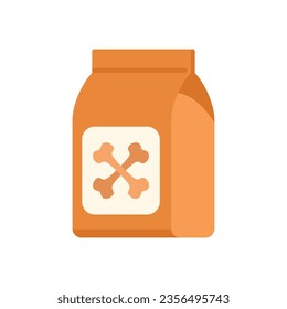 Bone dog food pack icon flat vector. Animal pet. Bowl feed isolated