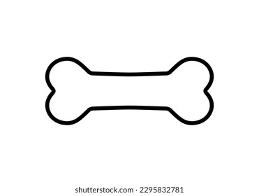 Bone for dog. Icon symbol pet. Bones shape black color isolated on white background. Puppy food. Silhouette nutrition dogs. Simple flat canine feed for design print. Cute outline. Vector illustration