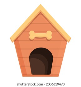 Bone Dog Kennel Icon Cartoon Vector. Puppy House. Wooden Doghouse