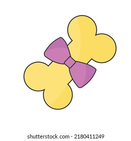Bone dog with a line style bow. Vector illustration