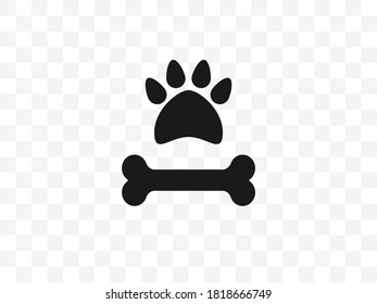 Hueso, perro, icono de garra. Ilustración vectorial, plana.