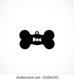 Bone Dog Tag With Ring Isolated On White Background