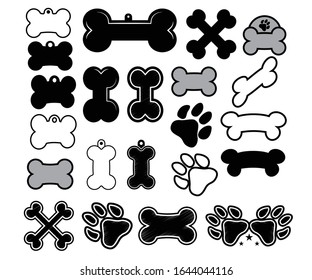 Bone Dog Tag Symbol Icon Vector Illustration.