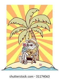 It is a bone doing vacation in a south island. The Japanese calls this "a rest".