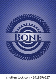 Bone emblem with denim texture. Vector Illustration. Detailed.